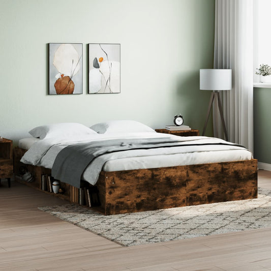 vidaXL Bed Frame Smoked Oak 160x200 cm