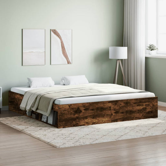 vidaXL Bed Frame Smoked Oak 180x200 cm Super King Size