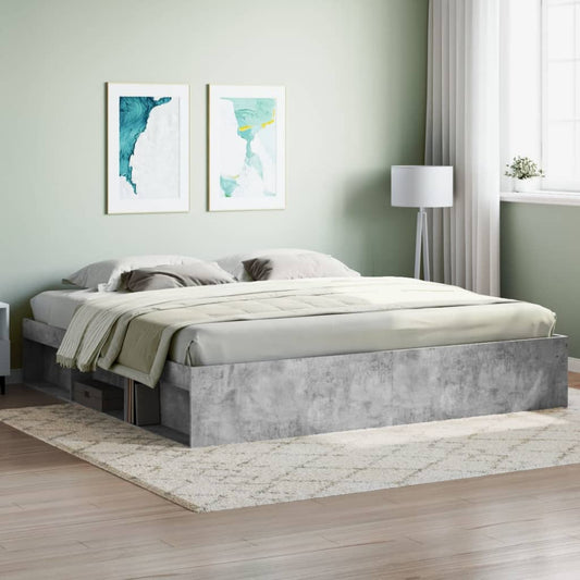 vidaXL Bed Frame Concrete Grey 200x200 cm