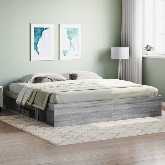 vidaXL Bed Frame Grey Sonoma 200x200 cm