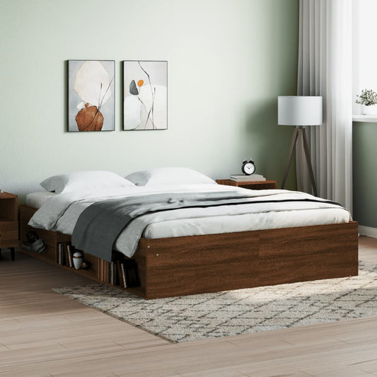 vidaXL Bed Frame Brown Oak 140x190 cm