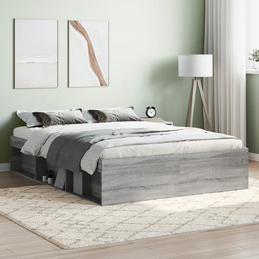 vidaXL Bed Frame Grey Sonoma 135x190 cm Double