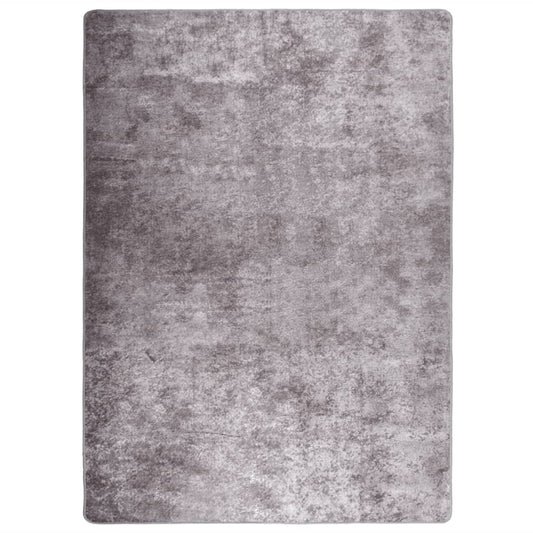 vidaXL Rug Washable Grey 120x170 cm Anti Slip