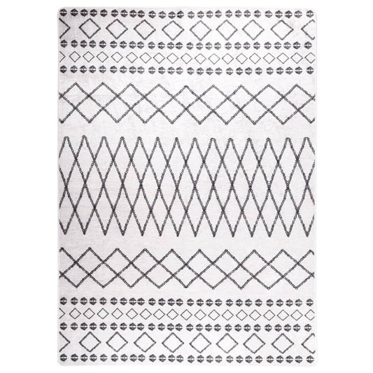 vidaXL Rug Washable Black and White 120x170 cm Anti Slip