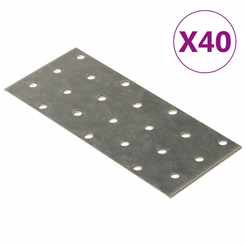 vidaXL Perforated Plates 40 pcs 2 mm 140x60 mm Galvanised Steel