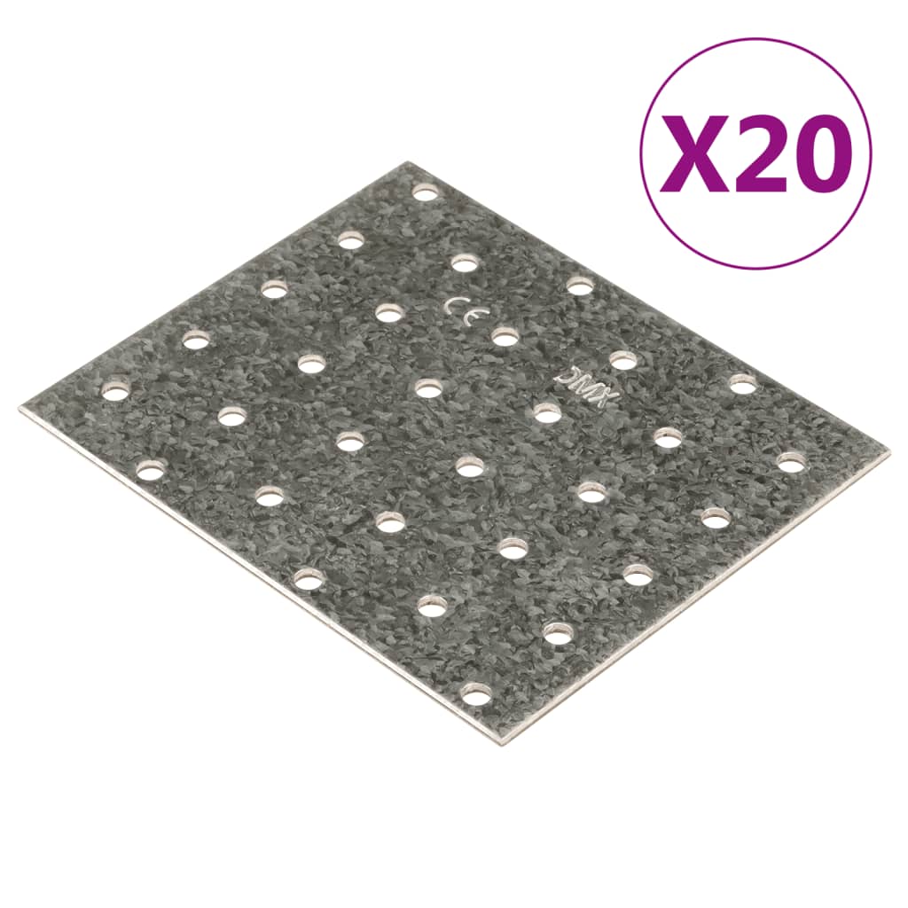 vidaXL Perforated Plates 20 pcs 2 mm 120x100 mm Galvanised Steel