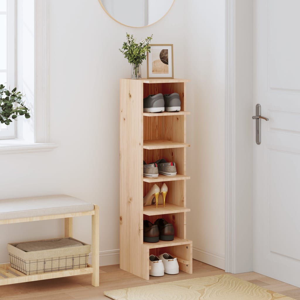 vidaXL Shoe Cabinet 28x30x104 cm Solid Wood Pine