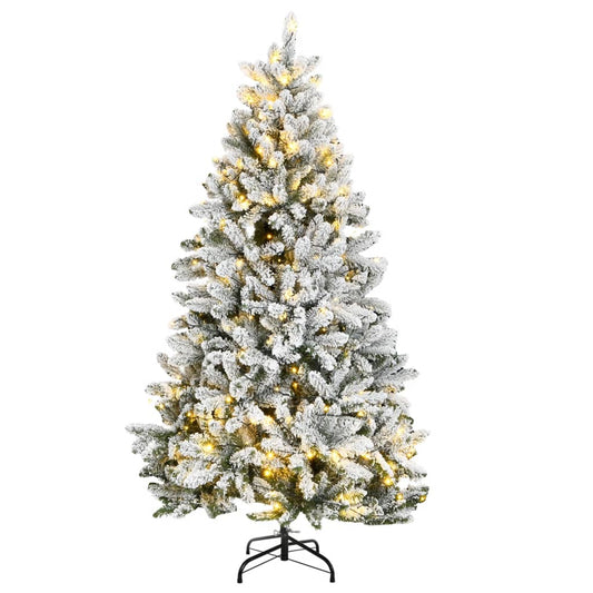 vidaXL Artificial Hinged Christmas Tree 300 LEDs & Flocked Snow 270 cm