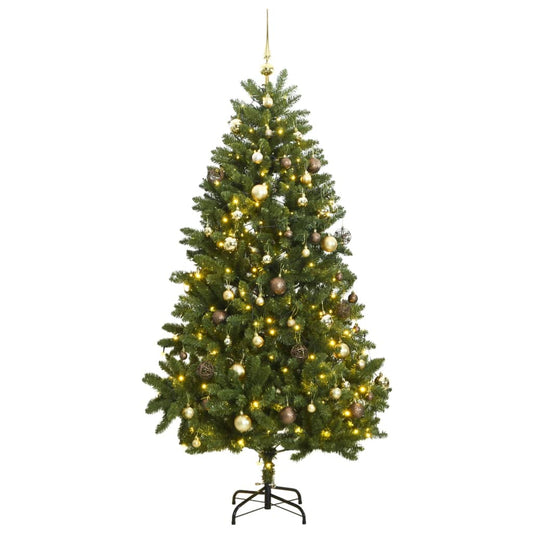 vidaXL Artificial Hinged Christmas Tree 300 LEDs & Ball Set 270 cm