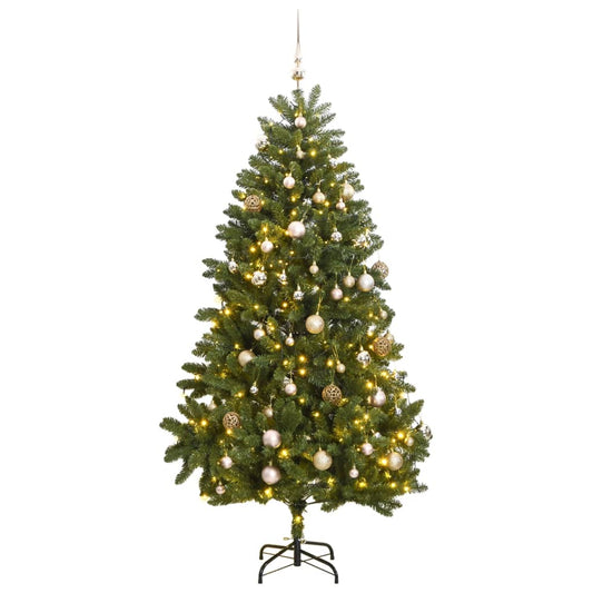 vidaXL Artificial Hinged Christmas Tree 300 LEDs & Ball Set 270 cm