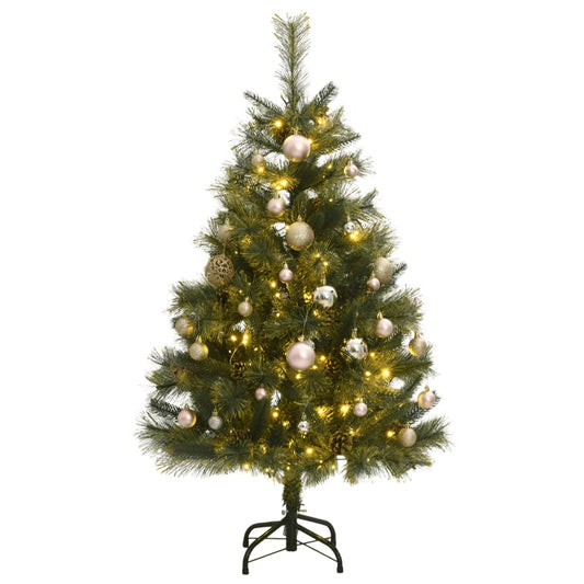vidaXL Artificial Hinged Christmas Tree 150 LEDs & Ball Set 150 cm