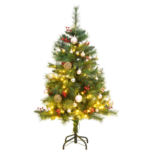 vidaXL Artificial Hinged Christmas Tree 150 LEDs & Ball Set 150 cm