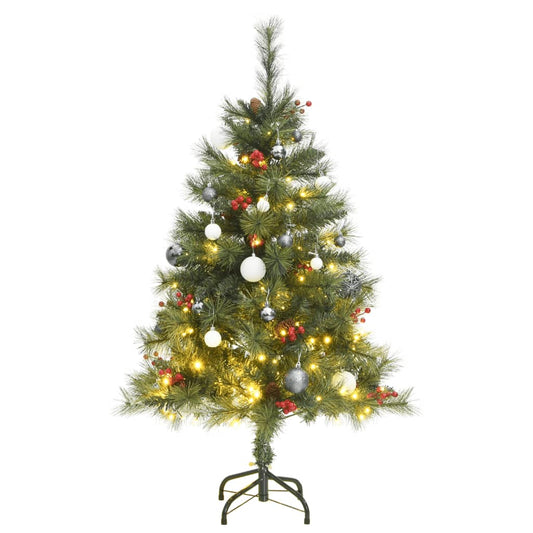 vidaXL Artificial Hinged Christmas Tree 150 LEDs & Ball Set 120 cm