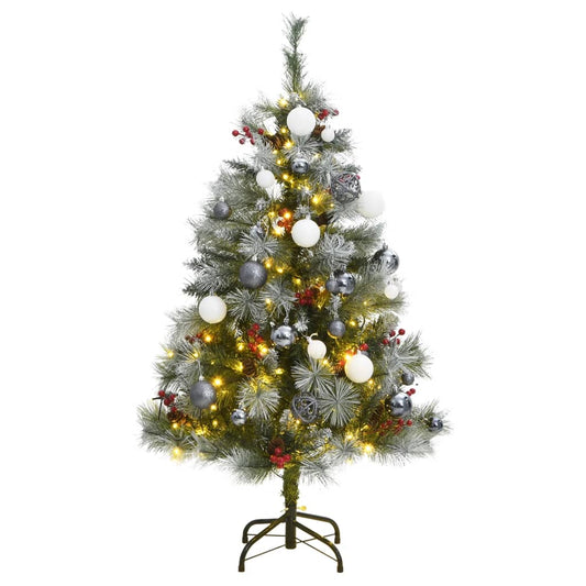 vidaXL Artificial Hinged Christmas Tree 150 LEDs & Ball Set 150 cm