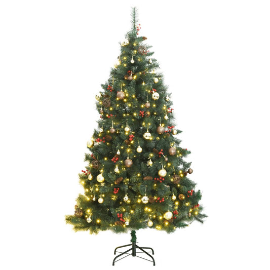 vidaXL Artificial Hinged Christmas Tree 300 LEDs & Ball Set 240 cm