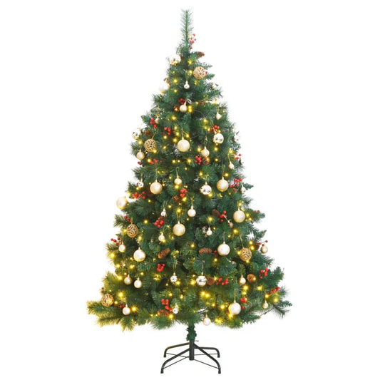 vidaXL Artificial Hinged Christmas Tree 300 LEDs & Ball Set 240 cm
