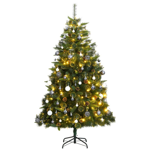 vidaXL Artificial Hinged Christmas Tree 300 LEDs & Ball Set 180 cm