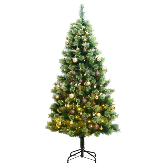 vidaXL Artificial Hinged Christmas Tree 150 LEDs & Ball Set 120 cm