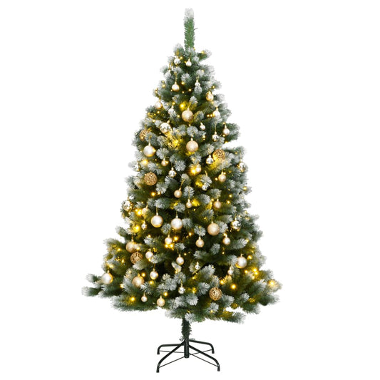 vidaXL Artificial Hinged Christmas Tree 150 LEDs & Ball Set 120 cm