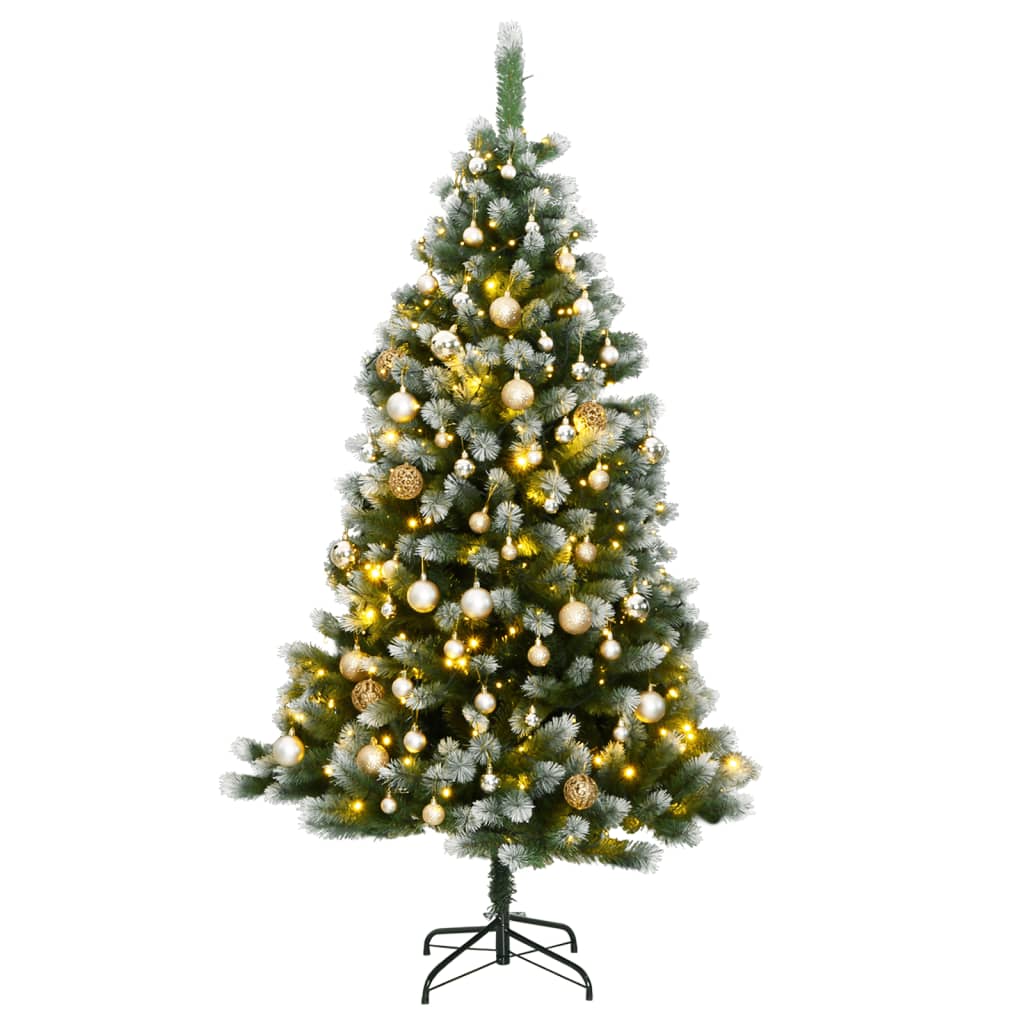 vidaXL Artificial Hinged Christmas Tree 150 LEDs & Ball Set 150 cm