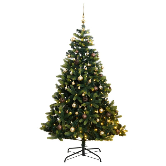 vidaXL Artificial Hinged Christmas Tree 150 LEDs & Ball Set 150 cm