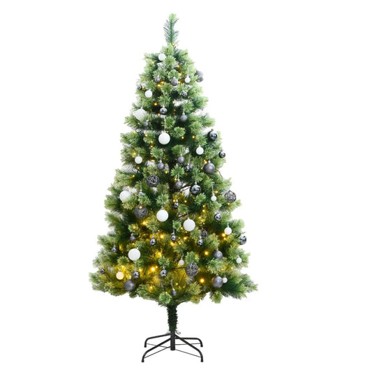 vidaXL Artificial Hinged Christmas Tree 150 LEDs & Ball Set 120 cm