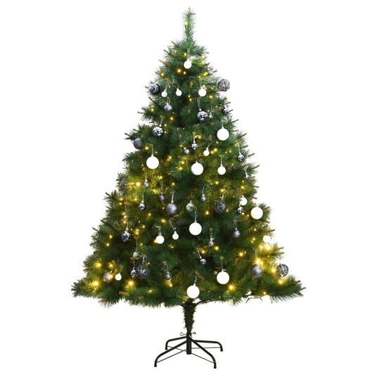 vidaXL Artificial Hinged Christmas Tree 150 LEDs & Ball Set 120 cm