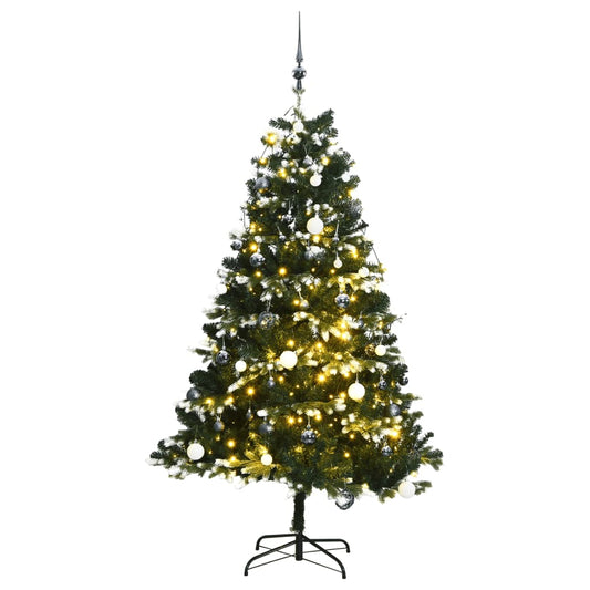 vidaXL Artificial Hinged Christmas Tree 150 LEDs & Ball Set 150 cm