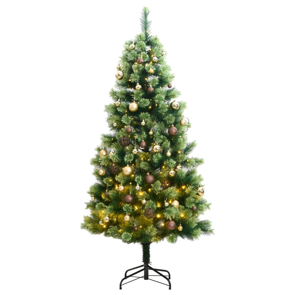 vidaXL Artificial Hinged Christmas Tree 300 LEDs & Ball Set 240 cm