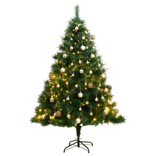 vidaXL Artificial Hinged Christmas Tree 300 LEDs & Ball Set 240 cm
