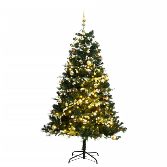 vidaXL Artificial Hinged Christmas Tree 300 LEDs & Ball Set 210 cm