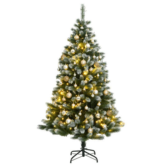 vidaXL Artificial Hinged Christmas Tree 300 LEDs & Ball Set 180 cm