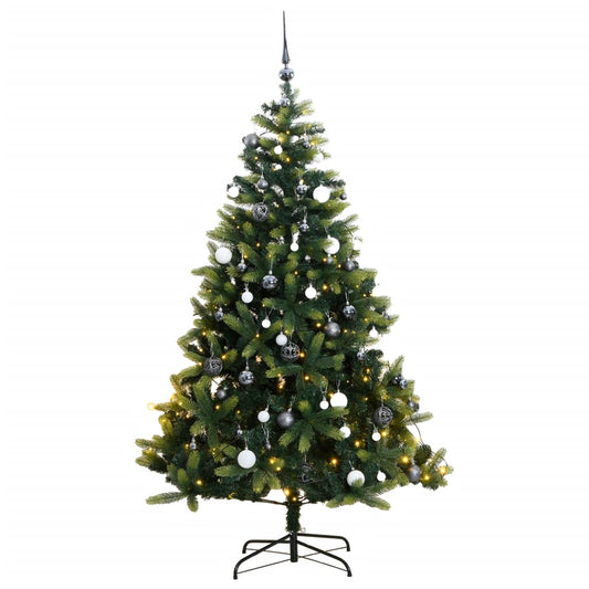vidaXL Artificial Hinged Christmas Tree 300 LEDs & Ball Set 180 cm