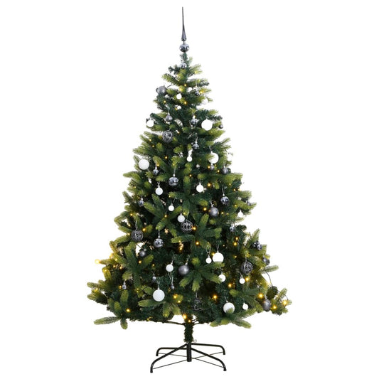 vidaXL Artificial Hinged Christmas Tree 300 LEDs & Ball Set 240 cm