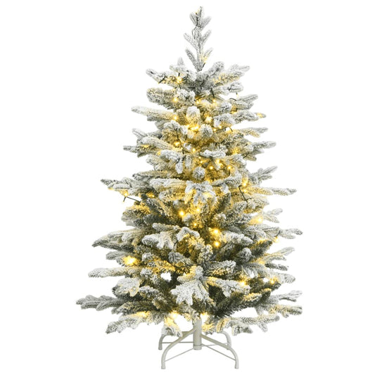 vidaXL Artificial Hinged Christmas Tree 150 LEDs & Flocked Snow 120 cm