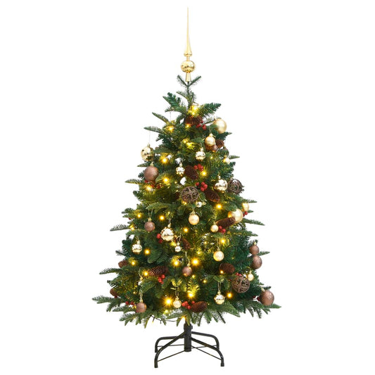 vidaXL Artificial Hinged Christmas Tree 150 LEDs & Ball Set 120 cm