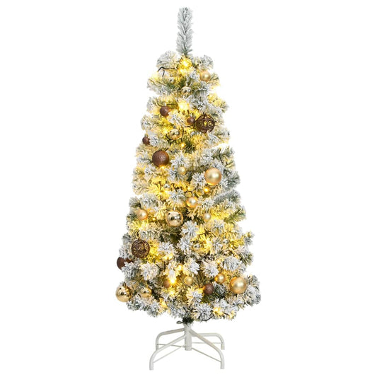 vidaXL Artificial Hinged Christmas Tree 150 LEDs & Ball Set 120 cm