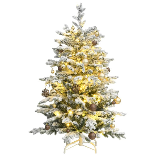 vidaXL Artificial Hinged Christmas Tree 150 LEDs & Ball Set 120 cm