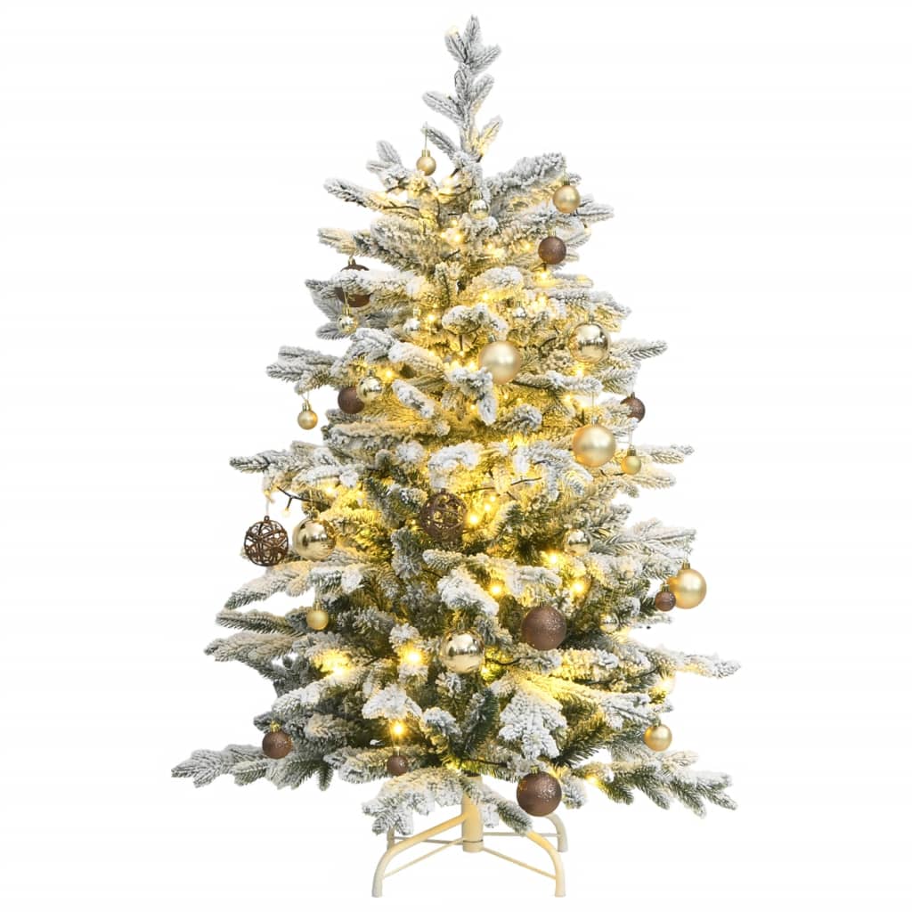 vidaXL Artificial Hinged Christmas Tree 150 LEDs & Ball Set 150 cm