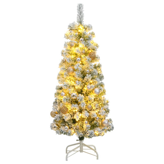 vidaXL Artificial Hinged Christmas Tree 150 LEDs & Ball Set 150 cm