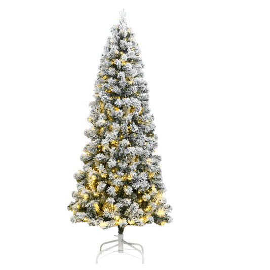 vidaXL Artificial Hinged Christmas Tree 300 LEDs & Flocked Snow 240 cm