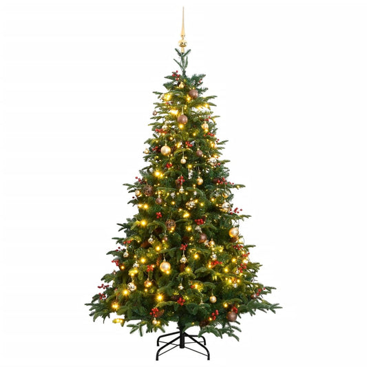 vidaXL Artificial Hinged Christmas Tree 300 LEDs & Ball Set 210 cm