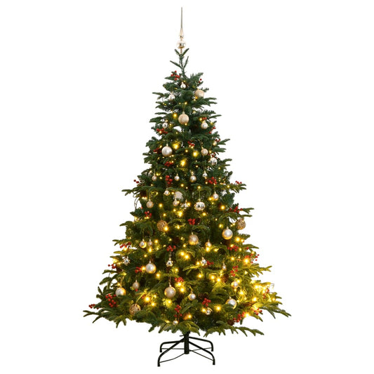 vidaXL Artificial Hinged Christmas Tree 300 LEDs & Ball Set 240 cm