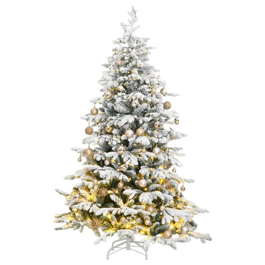 vidaXL Artificial Hinged Christmas Tree 300 LEDs & Ball Set 180 cm