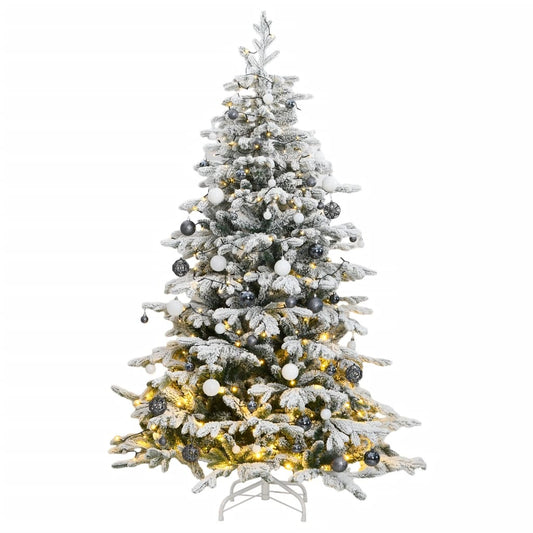 vidaXL Artificial Hinged Christmas Tree 300 LEDs & Ball Set 180 cm